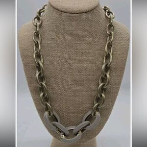 LOFT Necklace Matte Gold tone Enamel Chain Link Heavy 27 in
